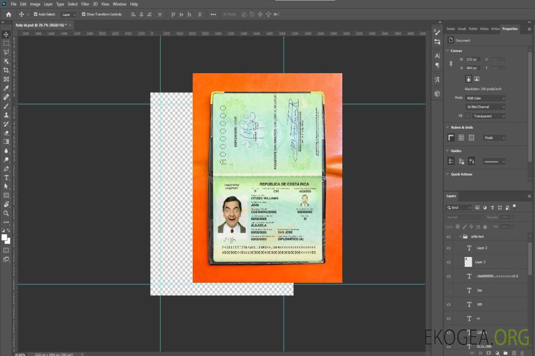 Photo du passeport diplomatique du Costa Rica template Photo du passeport diplomatique du Costa Rica template